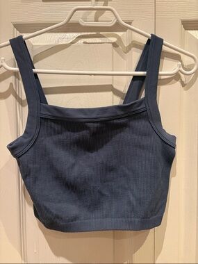 Cotton On Navy Blue Ribbed Crop Tank
